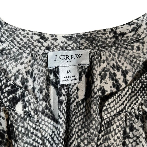 J.Crew Women Snake Animal Print Long Sleeve Front Button Top Size Medium - Picture 3 of 9